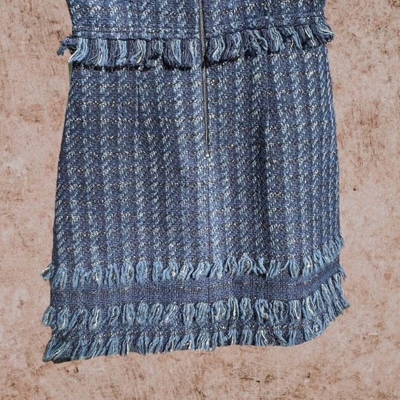 NEW Kate Spade Jasmeen Blue Metallic Wool Tweed Blend Sleeveless Dress Size 10 - Picture 6 of 9